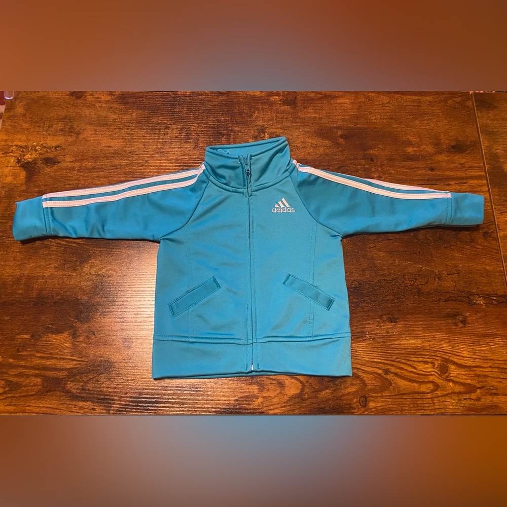 Adidas Teal Blue Kids/Baby Zip Track Jacket
